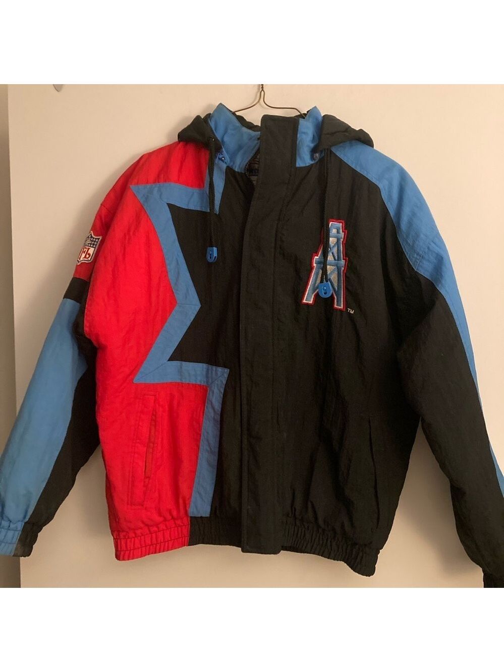 Vintage Houston Oilers NFL ProLine Puffer Hooded Jacket